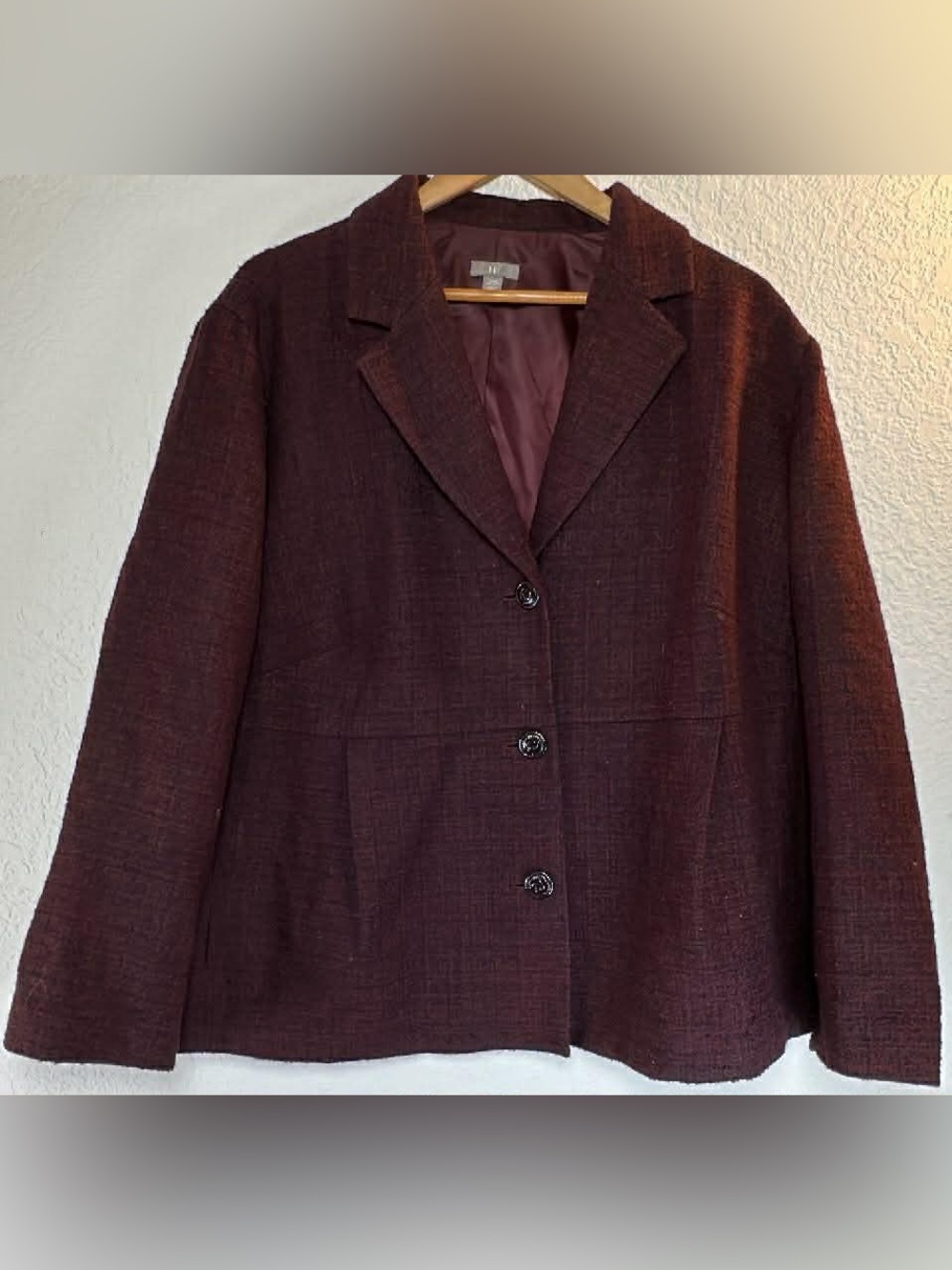 J Jill Plum/Burgundy Tweed Three-Button Blazer